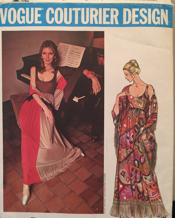 Pucci Inset Waist Dress Evening or Day Length Maxi Dresses Designer Vogue Couturier Design Vintage 60s Sewing Pattern 2788 B36