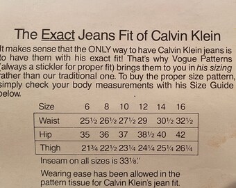 Vintage Vogue the Exact Fit Calvin Klein Jeans and - Etsy Vintage Vogue the Exact Fit Calvin Klein Jeans and - Etsy