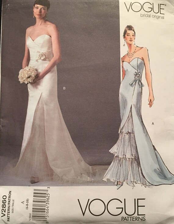 1980's Vogue Strapless Sweetheart Neckline Evening Gown pattern - Bust 30.5-31.5
