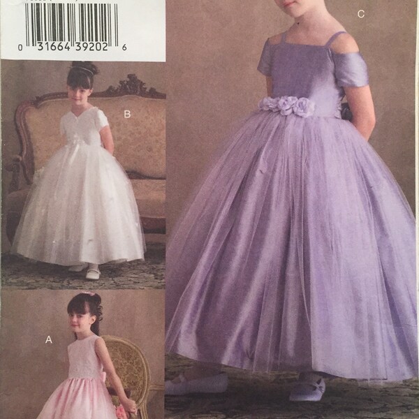 RARE Vogue for Me Girl's Fancy Dress, Flower Girl, Pageant Dress, Flared Skirt, Shoulder Straps and Ties Size CG (5-6-6X) Pattern V8016