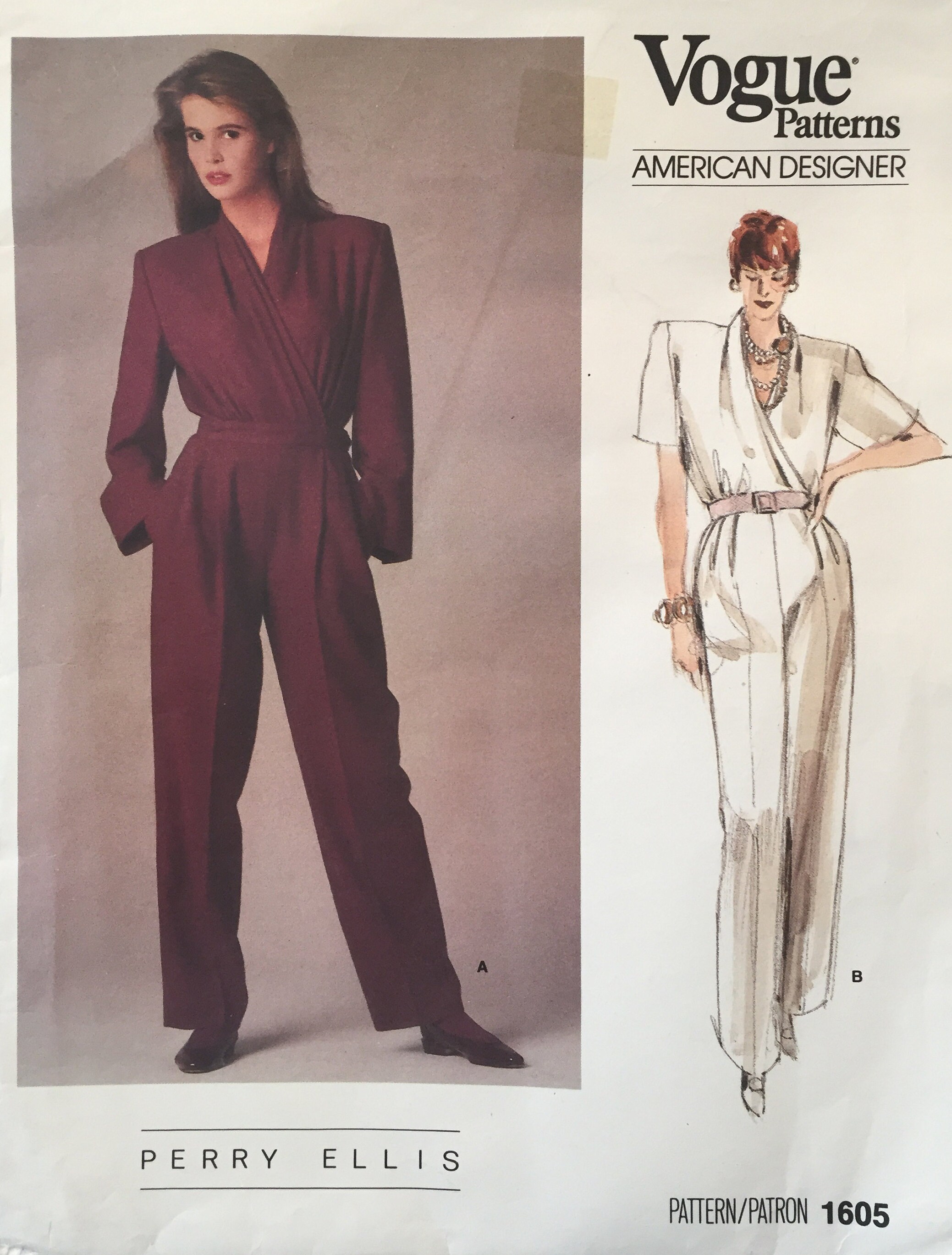 Vintage Vogue American Designer Perry Ellis Jumpsuit Wrap   Etsy