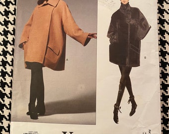 Vogue Designer Original Issey Miyake Collared, Oversized Lined Coat, Dropped Shoulders, Pockets, Full Sleeves Size 8-18 S-M-L Pattern 1227