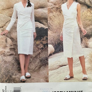 RARE Vintage Vogue Designer Original Issey Miyake  Unlined Jacket, Sleeveless Top and Contour Waist Wrap Skirt  Size 8-10-12 Pattern 2437