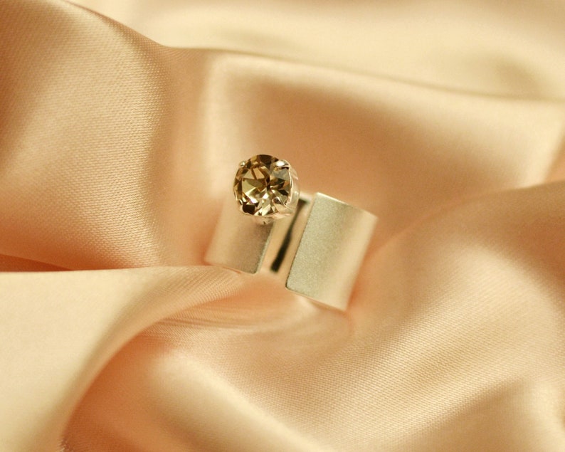 Silver contemporary ring swarovski crystal ring mom image 1