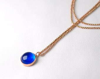 Rose gold layered necklace, something blue for bride, stepmother gift, mothers day from daughter, romantic necklace, mummy gift