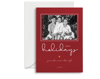 Letterpress Holiday Christmas Photo Card