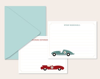 Children's Personalized Note Set - Vintage Race Cars