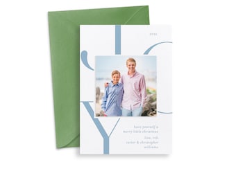 Letterpress Holiday Christmas Photo Card