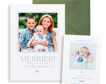 Letterpress Holiday Christmas Photo Card
