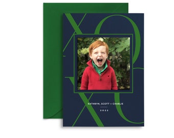 Letterpress Holiday Christmas Photo Card