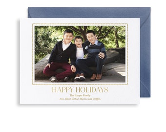 Letterpress Holiday Christmas Photo Card