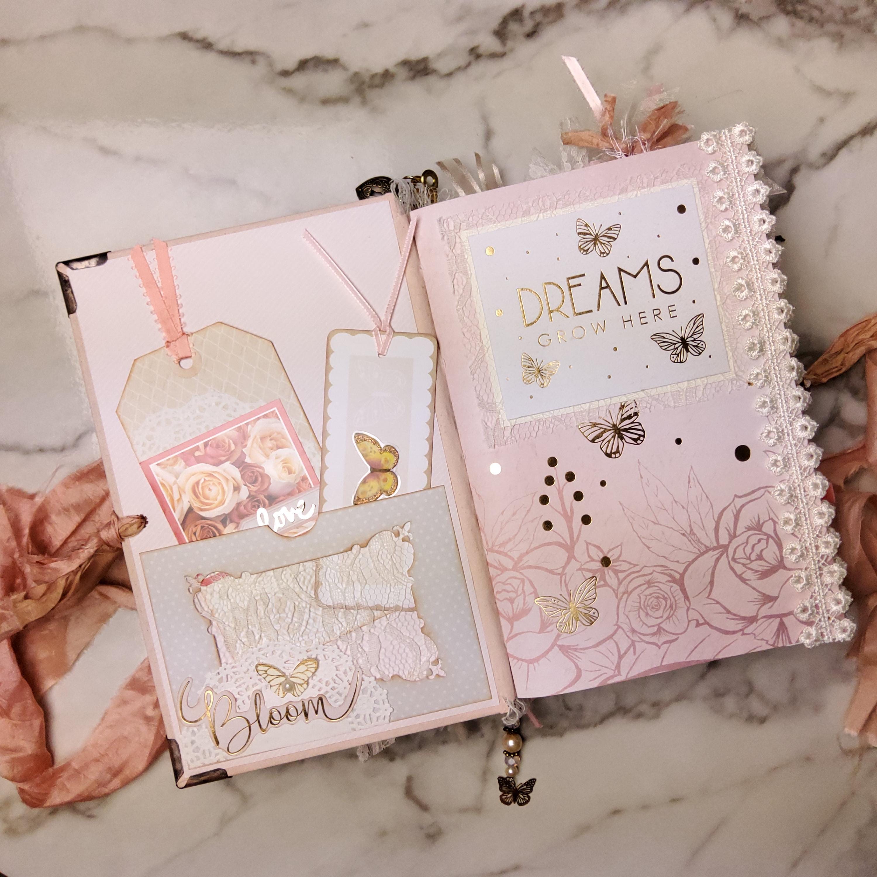 Pink Butterfly Junk Journal, Hard Cover Handmade Journal, 9.5x6x2.5 ...