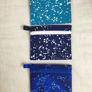 Constellations Platte Rits Munt Portemonnee, Credit Card Portemonnee, Oordopjes Etui, IPod Houder