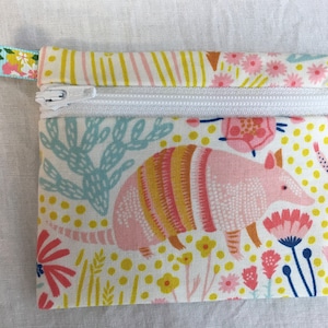 Armadillo Flat Zipper Coin Purse, Credit Card Wallet, AirPod Case, Earbud Pouch
