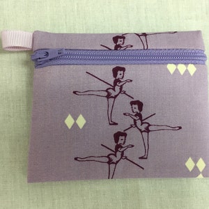 Organic Cotton Lavender Ballerina Flat Zipper Coin Purse, Credit Card Wallet, Earbud Pouch, IPod Holder - Choose Color