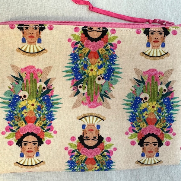 Frida Kahlo Padded Medium Zipper Bag, Cosmetic Pouch, Gadget Bag, Accessory Pouch