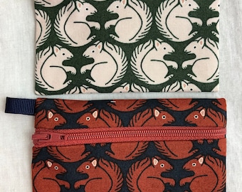 Monedero plano con cremallera en forma de ardilla, tarjetero, funda para AirPods y tarjetero