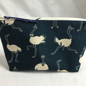 Bolsa de cosméticos com zíper acolchoado de avestruz, bolsa para gadgets, bolsa organizadora, bolsa para projetos, bolsa de mão, bolsa para acessórios