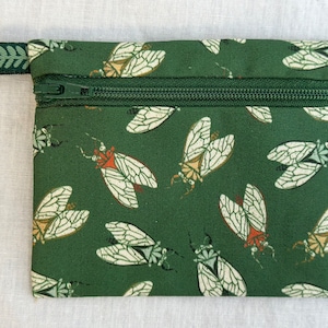 Cicada Flat Zipper Coin Purse, AirPod Case, Credit Card Wallet, Gadget Pouch