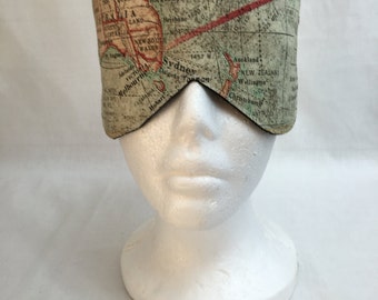 Men or Women’s Map of the World Cotton Sleep Mask and Case Set, Eye Mask, Travel Mask