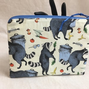 Raccoon Ruckus Padded Medium Zipper Bag, Cosmetic Pouch, Travel Pouch, Organizer Bag