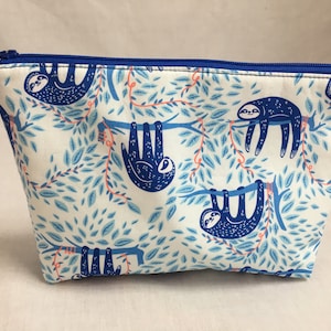 Sloth Padded Zipper Cosmetic Bag, Gadget Bag, Organizer Bag, Clutch Bag, Project Bag - Choose Color