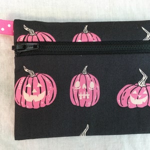 Halloween Bat, Ghost or Pumpkin Flat Zipper Coin Purse, AirPod Case, Credit Card Wallet, Earbud Pouch - New Color image 3