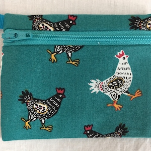 Huhn Flacher Reißverschluss Geldbörse, Kreditkartenetui, Ohrhörertasche, AirPod-Hülle - Farbe wählen
