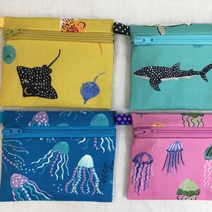 Reef Animals Flat Zipper Coin Purse, Business Card Case, Credit. Are Wallet, AirPod Case