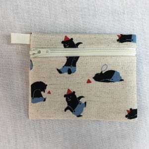 Playful Bears Cotton/Linen Coin Purse, Credit Card Case, Earbud Pouch, iPod Holder