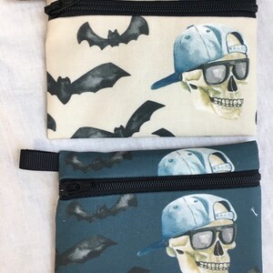 Ball Cap Skull Flat Zipper Coin Purse, Portefeuille de carte de crédit, AirPod Case, Pocket Coin Purse-Choose Color
