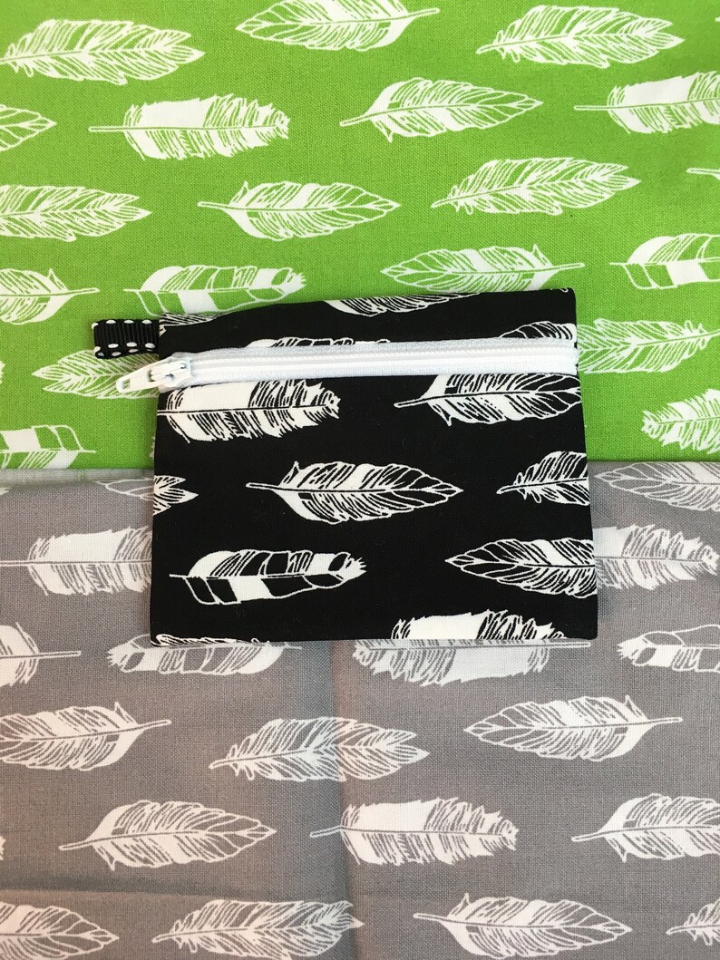 Card Feathers Zipper Coin Purse Music Player Holder Case Earbud Pouch