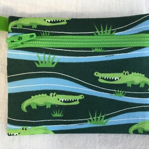 Alligator Flat Zipper Coin Purse, Credit Card Wallet, Earbud Pouch, AirPod Case