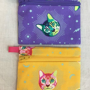 Tula Curiouser Cheshire Cat Flat Zipper Coin Purse, Credit Card Wallet, Earbud Pouch, Air Pod Case