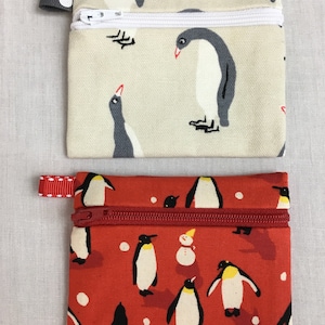 Monedero plano con cremallera de pingüino, estuche para tarjetas de crédito, estuche para auriculares, soporte para iPod