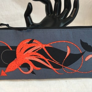Squid and Whale Padded Pencil Bag, Glasses Case, Gadget Bag, Money Pouch