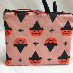 Witch Cat Medium Padded Zipper Bag, Cosmetic Pouch, Accessory Bag, Travel Pouch