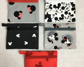 Mickey/Minnie Mouse Coin Purse, Earbud,  Credit Card, Music Player Holder