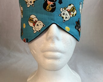Lucky Cat, Maneki Neko Sleep Mask, Travel Mask, Eye Mask