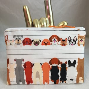 Puppies Front and Back Medium Padded Zipper Bag, Travel Pouch, Organizer Bag, Gadget Bag