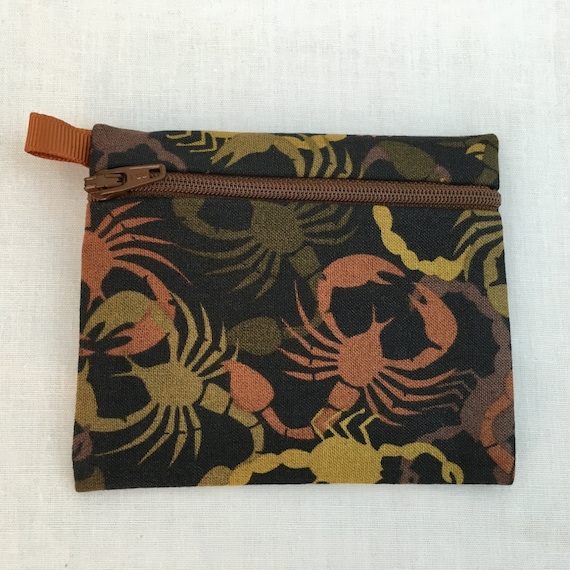 Scorpion Zippered Coin Purse Credit Card Holder Earbud Pouch Cotton Handmade Etsy UK