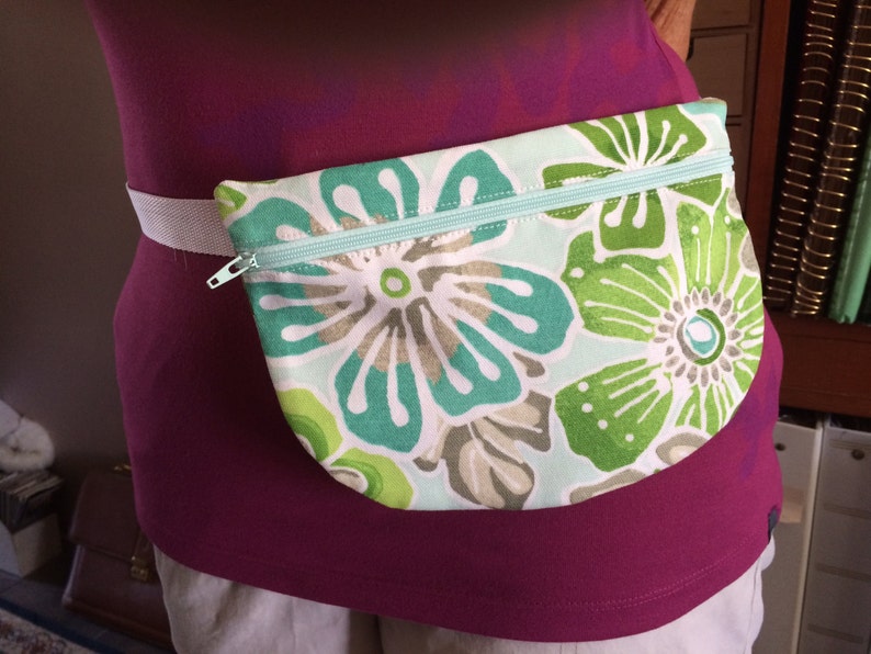 Hip Pouch-Choose Color Waist Bag Waist Pack Birds on Gunmetal or Coastal Blue Flat Zipper Fanny Pack