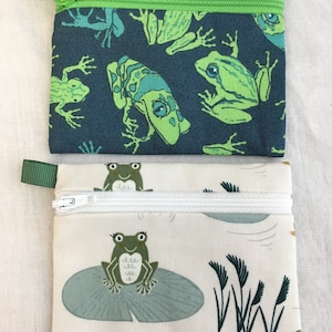Frog Flat Zipper Coin Purse, Credit Card Wallet, Business Card Case, Gadget Pouch