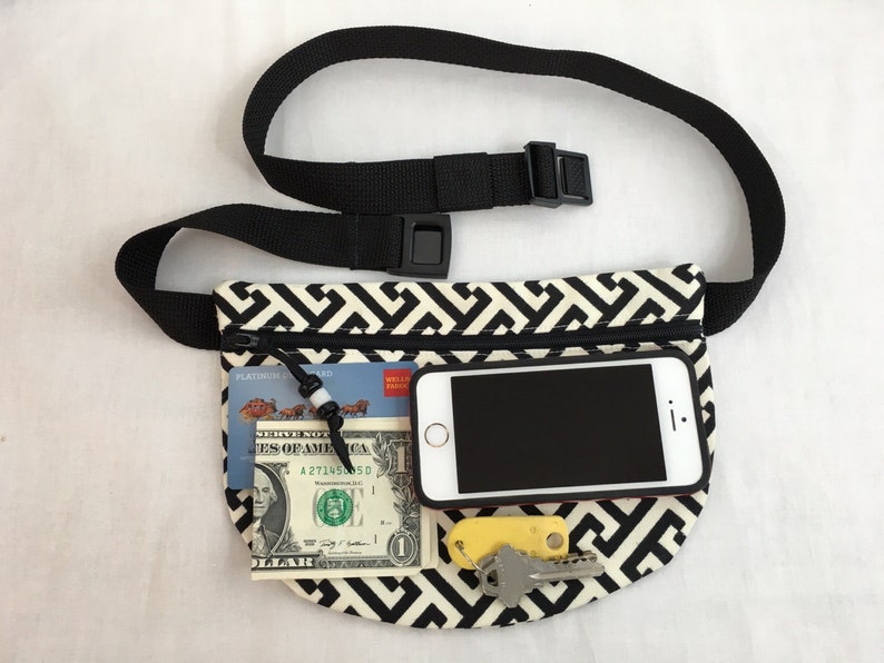 Hip Pouch-Choose Color Waist Bag Waist Pack Birds on Gunmetal or Coastal Blue Flat Zipper Fanny Pack