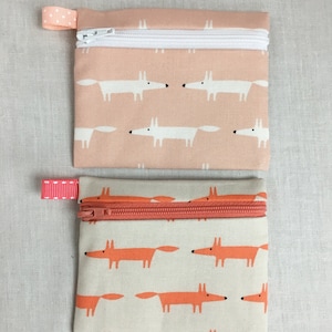 Monedero plano con cremallera Fox, billetera para tarjetas de crédito, estuche para auriculares, soporte para iPod