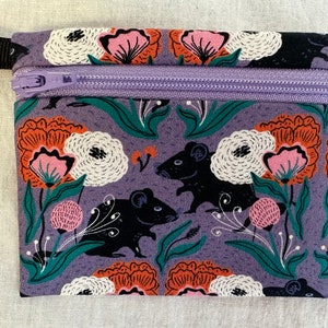 Rats Flat Zipper Coin Purse, Rats Credit Card Case, Earbud Pouch