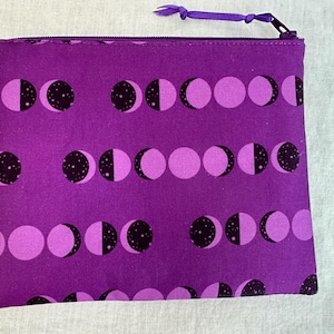 Colorful Moon Phase Medium Padded Zipper Bag, Gadget Bag, Cosmetic Pouch, Cotton Zipper Bag - Choose Color