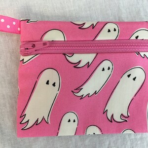 Halloween Bat, Ghost or Pumpkin Flat Zipper Coin Purse, AirPod Case, Credit Card Wallet, Earbud Pouch - New Color image 5
