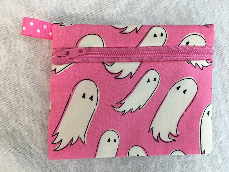 Halloween Bat, Ghost or Pumpkin Flat Zipper Coin Purse, AirPod Case, Credit Card Wallet, Earbud Pouch - New Color image 5