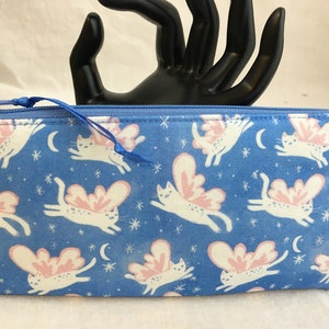 Kitty Fairies Slim Padded Pencil Case, Glasses Case, Crochet Hook Pouch, Cosmetic Pouch